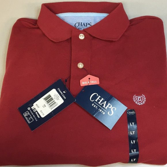 MENs Golf Polo Shirts Chaps Red (LT) 100% Cotton NWT MSRP $54 MINT CONDITION - Picture 2 of 15
